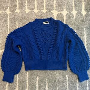 Anthropologie Blue Cable Knit Sweater